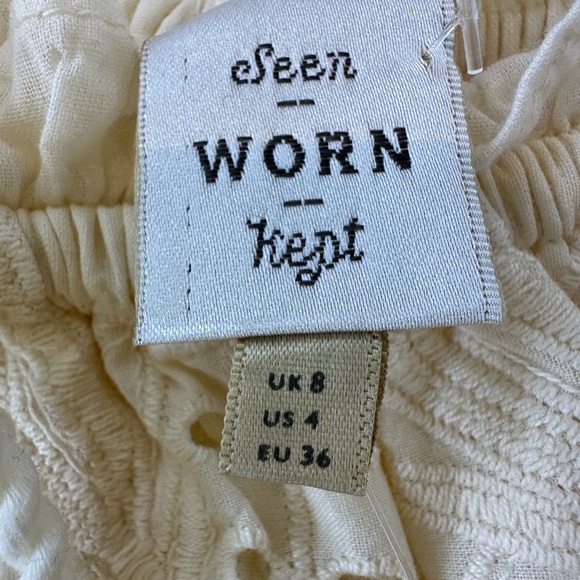 Anthropologie Seen Worn Kept Flora Eyelet Lace Off Shoulder Cream Blouse - Picture 11 of 12